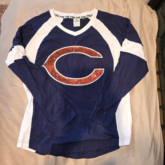 Victoria's Secret Tops - EUC Pink Victoria Secret NFL Collection Chicago Bears LS Sequin Logo Women's Med